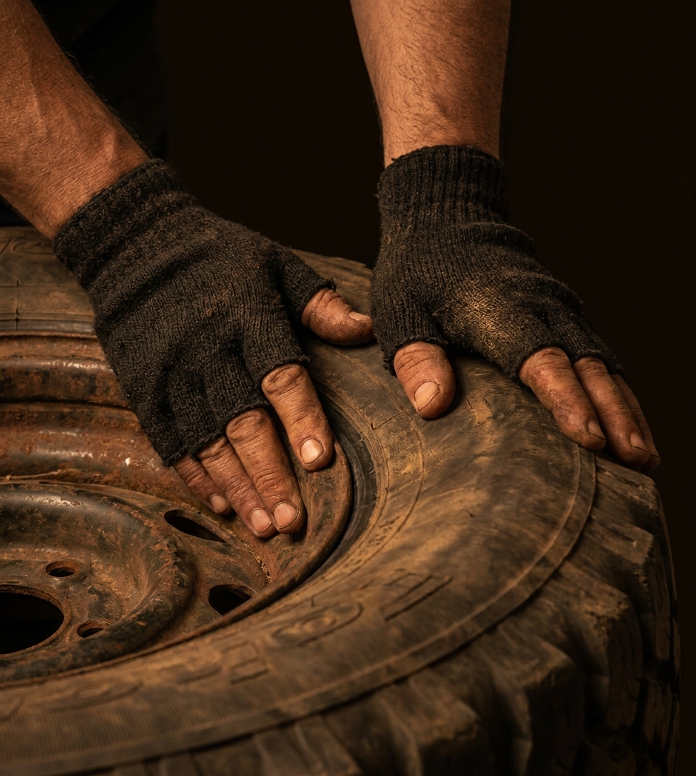 Hands seating a tire bead